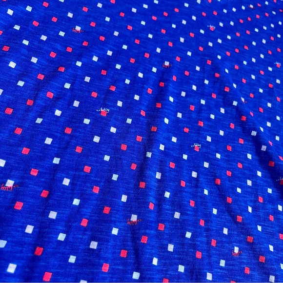 Lilly Pulitzer Etta V-neck Top borealis blue Lilly squared pattern SZ L Cotton - Picture 3 of 8